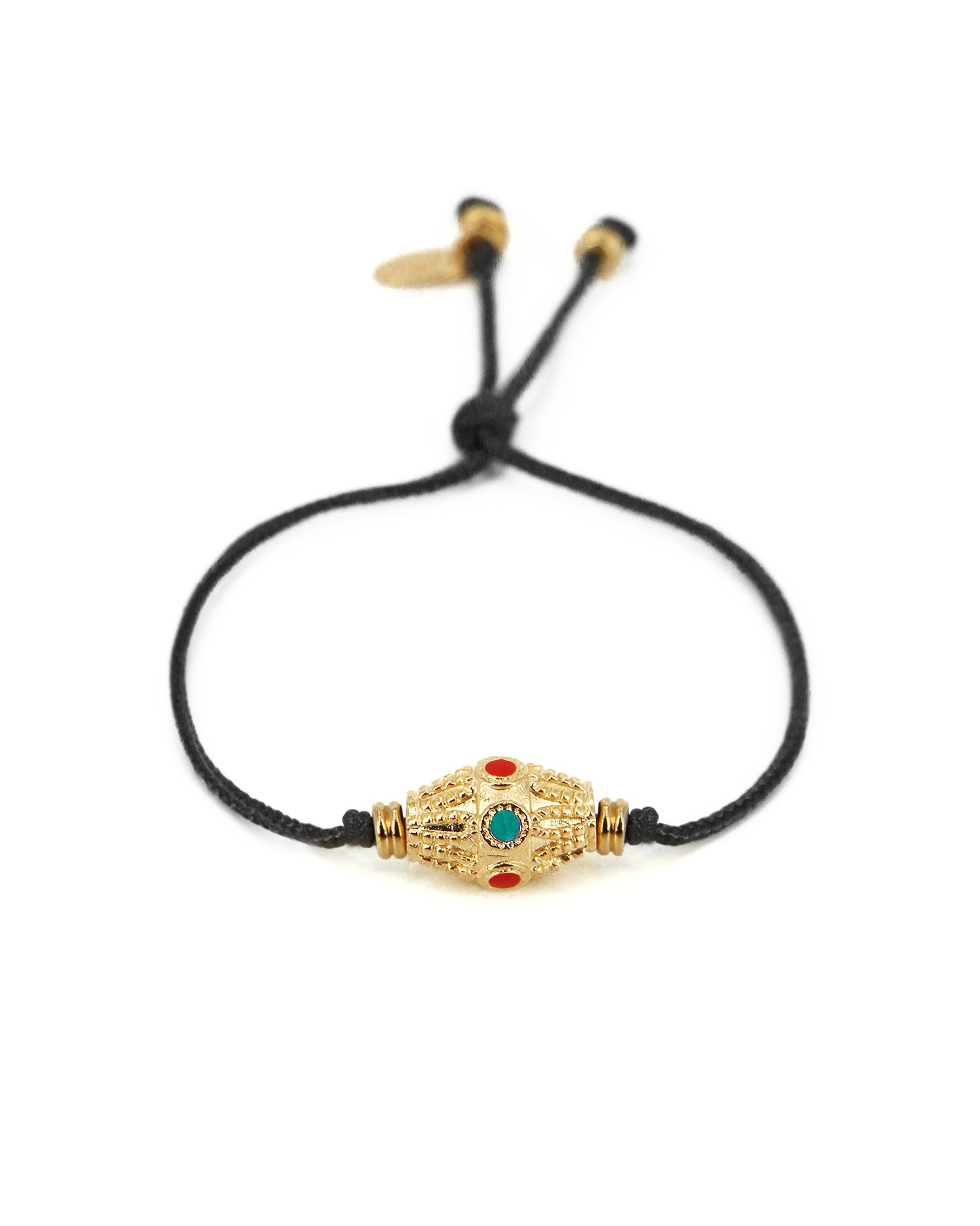 Bracelet lien noir Kamala Turquoise